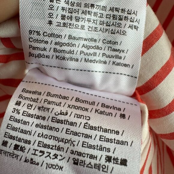 Esprit Red and White  Striped High Low Cotton Blend Button Up Women's Size Small - Picture 8 of 10